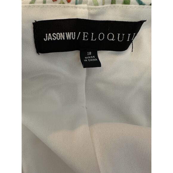 Jason Wu X ELOQUII Dress Drape Front V-Neck White Floral Size 18 Garden Cottage - Picture 4 of 6
